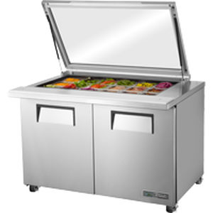 Edelstahl-Zubereitungstisch - TSSU-48-18M-B-FGLID-HC - True Food International - gekühlt / wärmend / Profi