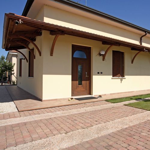 Vordach für Terrasse - IL CEPPO - für Eingang / mit Holzstruktur / schräg