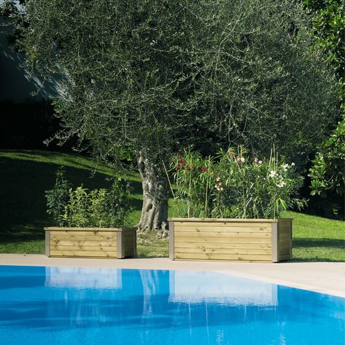 Holz-Pflanzkübel - MIMOSA - IL CEPPO - rechteckig / modern / für öffentliche Bereiche