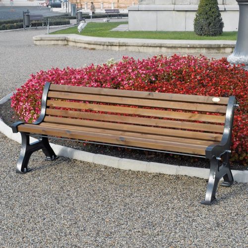 Klassische Bank für den öffentlichen Raum - ITALIA - IL CEPPO - Holz / Metall / mit Rückenlehne