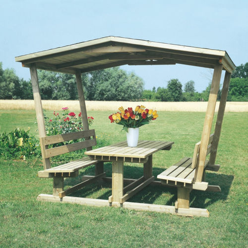 Klassischer Picknicktisch - SNACK ROOF - IL CEPPO - Holz / rechteckig / mit Überdachung