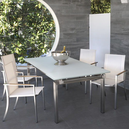 Moderner Tisch - LONG ISLAND - Spa PEIPS - Glas / rechteckig / ausziehbar