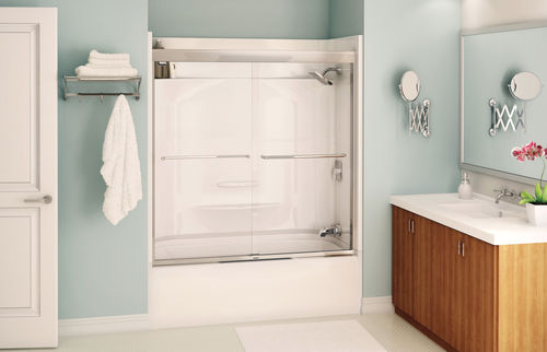 Badewannen-Duschwand / Schiebe - AURA - MAAX bathroom - Hartglas / eingerahmt