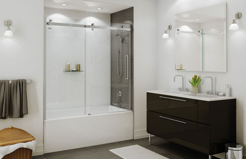 Badewannen-Duschwand / Schiebe - HALO - MAAX bathroom - Hartglas / teilgerahmt