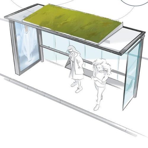 Metall-Buswartehalle - JCDecaux - Mobilier Urbain - Glas / smart / mit Bank
