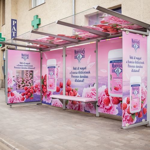 Stahl-Buswartehalle - JCDecaux - Mobilier Urbain - Glas / mit Bank / LED