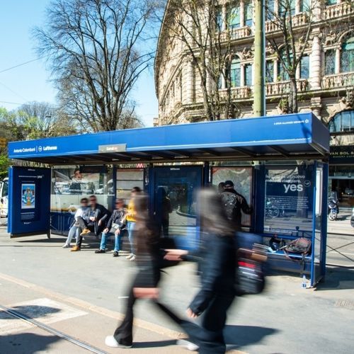 Stahl-Buswartehalle - JCDecaux - Mobilier Urbain - galvanisiertem Stahl / smart / mit Bank