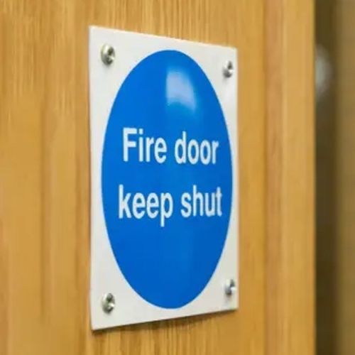 Schild für Tür - MANDATORY  - Chubb - wandmontiert / Edelstahl / für den Innenraum