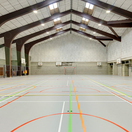 Sportboden für den Innenraum - LUMAFLEX EVOLUTION OMNISPORTS COMPACT - Tarkett Sports Indoor - Holz / Vinyl / für Schulen