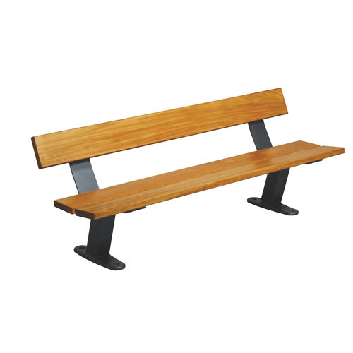 Moderne Bank für den öffentlichen Raum - VINCENNES - HUSSON INTERNATIONAL - Holz / galvanisiertem Stahl / mit Rückenlehne