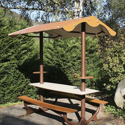 Moderner Picknicktisch - JAN-0037 - HUSSON INTERNATIONAL - HPL / galvanisiertem Stahl / rechteckig