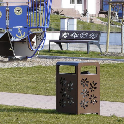 Park-Abfallbehälter - ATHENA FLOWERS - HUSSON INTERNATIONAL - Stahl / mit Deckel / modern