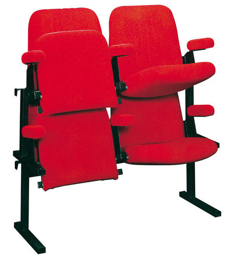 Moderner Auditoriumsessel - DOUBLET - Textil / klappbar / rot