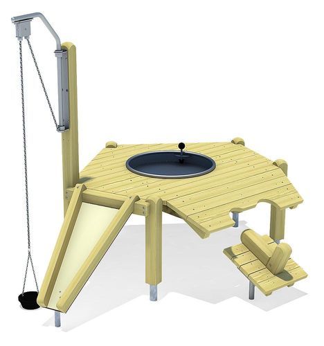 Sand- und Wasserspielset / Holz - ACOTANGO - eibe Produktion + Vertrieb GmbH & Co KG - Edelstahl / mit integriertem Tisch / für den Außenbereich