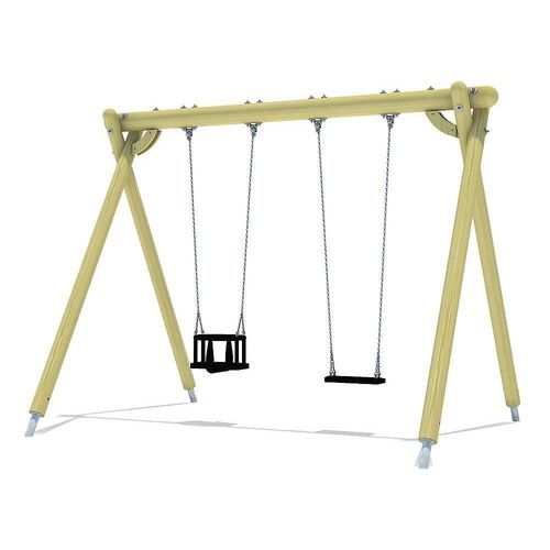 Holzschaukel - FALCON COMBI I - eibe Produktion + Vertrieb GmbH & Co KG - Edelstahl / Gummi / doppelt