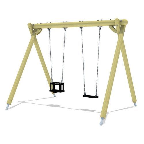 Holzschaukel - ALBATROS COMBI I - eibe Produktion + Vertrieb GmbH & Co KG - Edelstahl / Gummi / Lärche