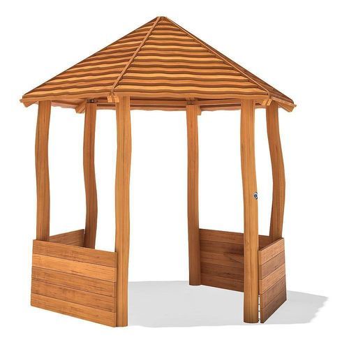 Gartenlaube / geöltes Holz - PAVILION JORID - eibe Produktion + Vertrieb GmbH & Co KG - aus Ökolabel-Robinie / Holzdach / mit Holzstruktur