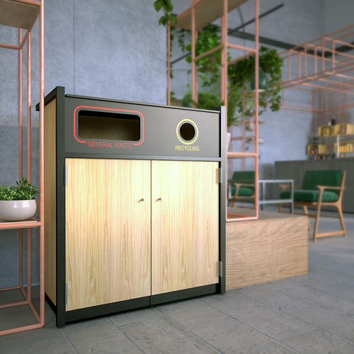 Recyclings-Mülltonnenbox - AIRLIE - botton & gardiner urban furniture - für professionellen Gebrauch / pulverbeschichteter Stahl / Laminat