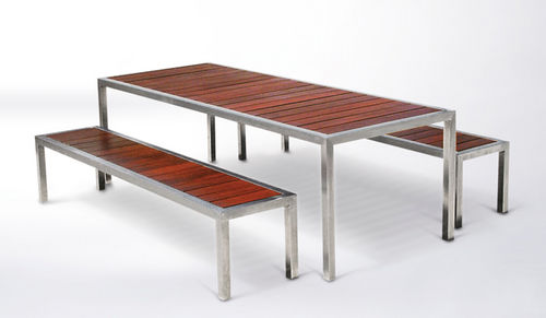 Moderne Tischgarnitur - ALFRESCO DURASLAT™  - botton & gardiner urban furniture - Metall / Holz / für Außenbereich