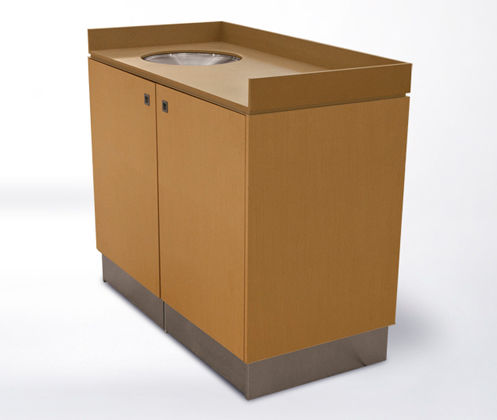 Park-Abfallbehälter - BTRC.1.LM.LM.SO - botton & gardiner urban furniture - Edelstahl / Holz / mit Rädern