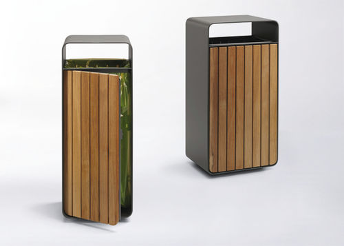 Park-Abfallbehälter - BOX - botton & gardiner urban furniture - Stahlblech / Holz / mit Deckel