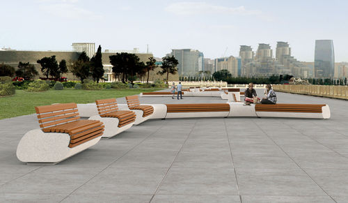 Bank für den öffentlichen Raum / originelles Design - LORENZ - botton & gardiner urban furniture - Holz / Granit / Marmor