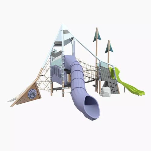 Spielplatzgerät / pulverbeschichteter Stahl - Summit&trade; EN - Design 7189 - LANDSCAPE STRUCTURES - Polyethylen / Recyclingkunststoff / Kordel