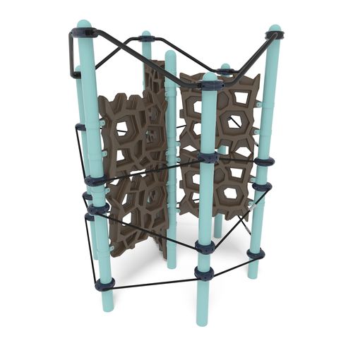 Spielplatzgerät zum Klettern - GeoPlex® 3-Spoke Tower w/Cable - Design 5102 - LANDSCAPE STRUCTURES - pulverbeschichteter Stahl / Polyethylen / Kordel