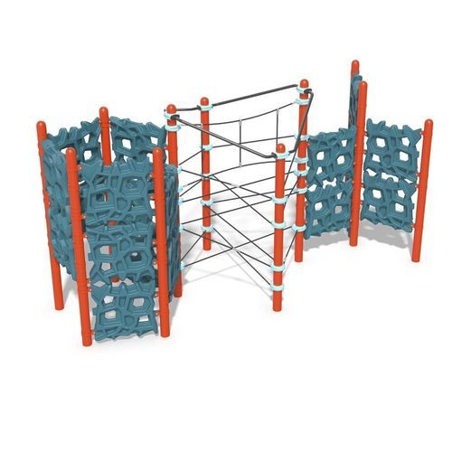 Spielplatzgerät zum Klettern - GeoPlex® Navigator Climber, 5-Post to 3-Spoke -  Design 5105 - LANDSCAPE STRUCTURES - pulverbeschichteter Stahl / Polyethylen / Kordel