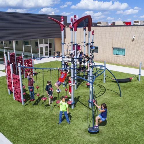 Spielplatzgerät / pulverbeschichteter Stahl - Playbooster Netplex &ndash; Design 7303 - LANDSCAPE STRUCTURES - Polyethylen / Recyclingkunststoff / modular