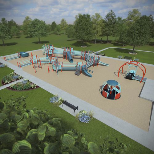 Edelstahl-Spielplatzgerät - We-Go-Inclusive Playground - Design 6480 - LANDSCAPE STRUCTURES - pulverbeschichteter Stahl / Polyethylen / Recyclingkunststoff