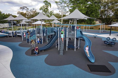 Edelstahl-Spielplatzgerät - Cannary Park - Design 6866 - LANDSCAPE STRUCTURES - pulverbeschichteter Stahl / Recyclingkunststoff / Polyester
