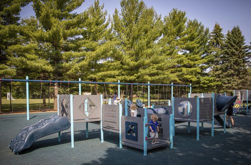 Edelstahl-Spielplatzgerät - Northfield Promise  Playground - Design 6859 - LANDSCAPE STRUCTURES - pulverbeschichteter Stahl / Polyethylen / modular