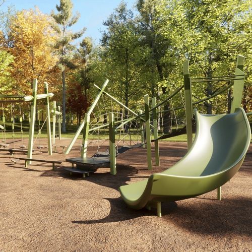 Spielplatzgerät / pulverbeschichteter Stahl - Wooded Park Design 8100 - LANDSCAPE STRUCTURES - galvanisiertem Stahl / Polyethylen / modular