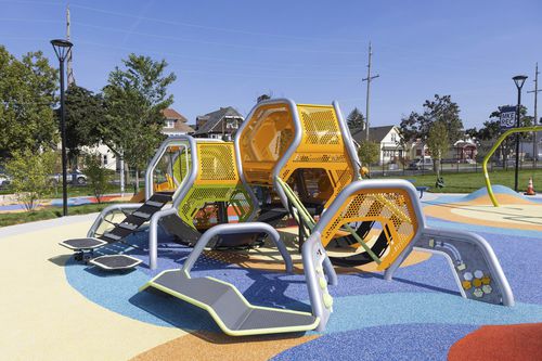 Holzfurnier-Spielplatzgerät - Hedra® Scout- Design 6276 - LANDSCAPE STRUCTURES - Aluminium / galvanisiertem Stahl / Polyethylen