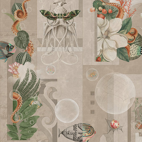 Moderne Tapete - GARDEN OF DREAMS SEPIA - Devon&Devon - Motiv / Stoffoptik / beige