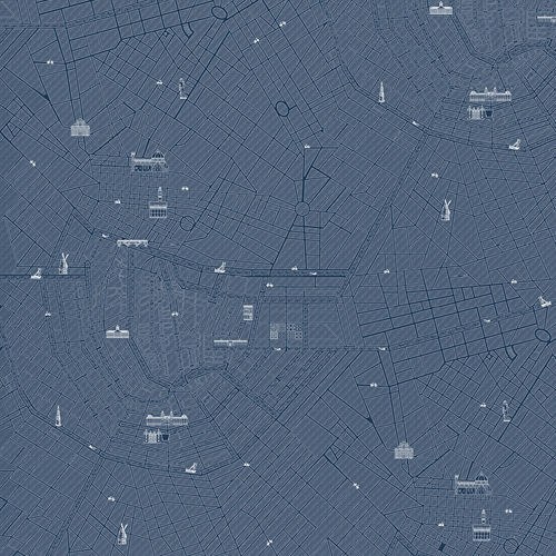 Moderne Tapete - URBAN  - Devon&Devon - Motiv / Stoffoptik / blau