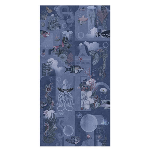 Keramik-Dekorplatte - GARDEN OF DREAMS NAVY B - Devon&Devon - für Innenausbau / glatt / blau