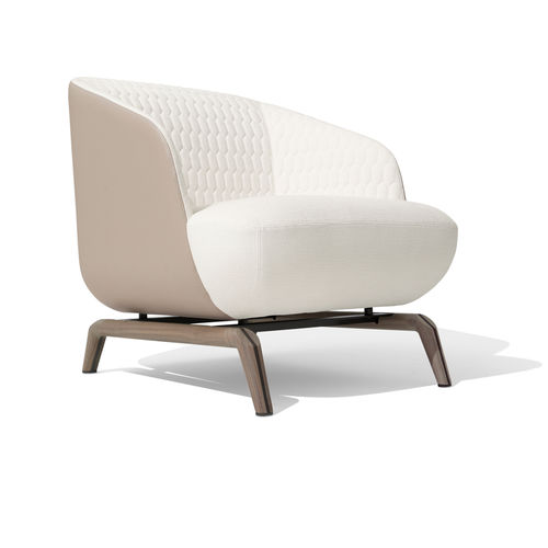 Moderner Sessel - JANET - GIORGETTI - Stoff / Leder / Nussbaum