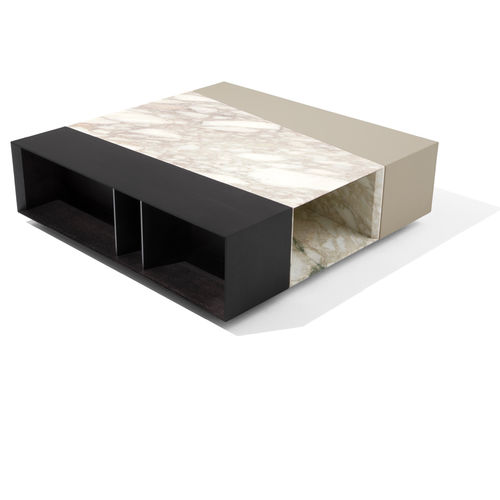 Moderner Couchtisch - SCALENO - GIORGETTI - Esche / Leder / Marmor