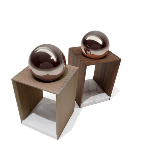 Tischlampe - SPAZIOTEMPO - GIORGETTI - Glas / Nussbaum / Marmor