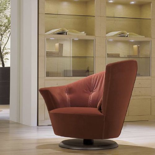 Moderner Sessel - ARABELLA - GIORGETTI - Stoff / Leder / Holz