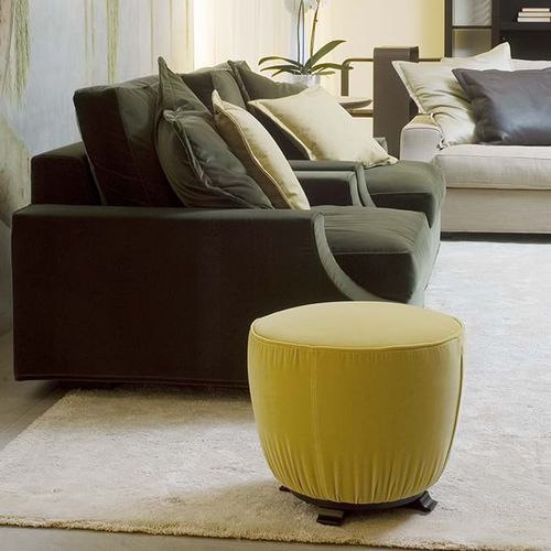Modernes Sitzkissen - SAPHIR E TOPAZE - GIORGETTI - Stoff / Leder / rund