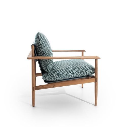 Moderner Sessel - KUMIKI - GIORGETTI - Leder / Stoff / Teakholz