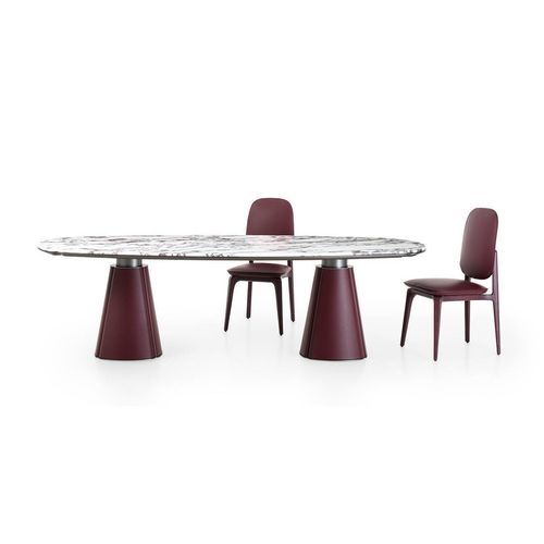 Moderner Esstisch - FLORIA - GIORGETTI - Marmor / Gestell aus Leder / rechteckig