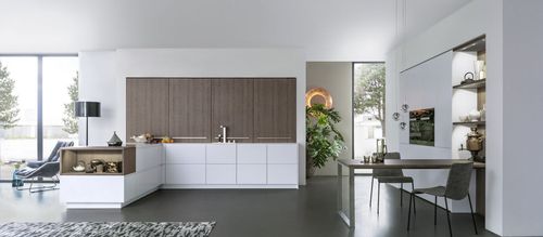 Moderne Küche - PUR-FS | TOPOS - LEICHT - Esche / Holzfurnier / ohne Griff