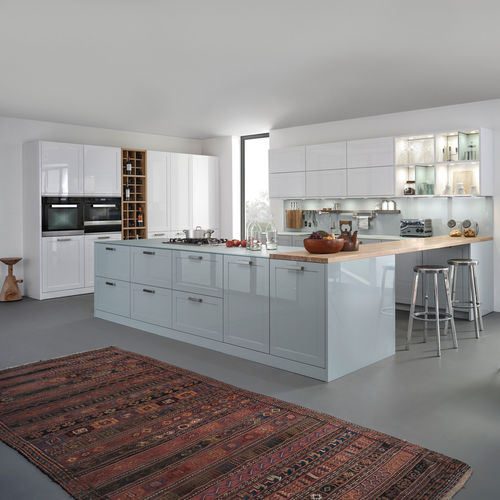 Moderne Küche - CARRÉ-2-FG | XYLO | CARRÉ-2-LG - LEICHT - Glas / Holz / Kochinsel