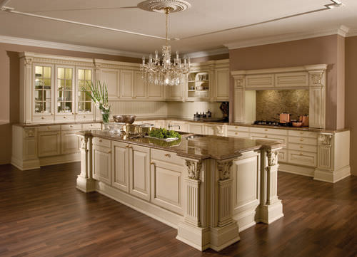 Stil-Küche - VERSAILLES-DE-LUXE - LEICHT - Holz / Kochinsel / mit Griffen