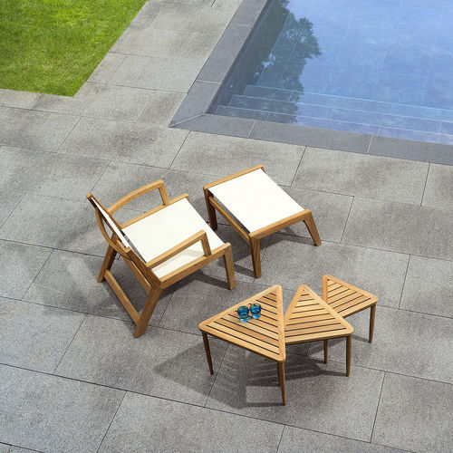 Klassischer Sessel - SOUTHAMPTON - Tectona - Batyline® / Teakholz / grau
