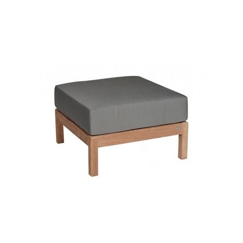 Moderner Fußschemel - EXETER - Tectona - Stoff / Teakholz / für Garten